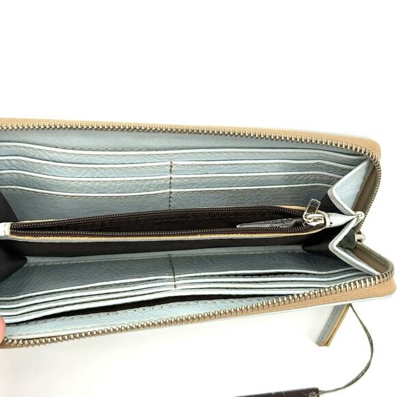 Matt & Nat Long Zip Around Cruelty Free Ethical Vegan Wallet Robins Egg Blue/Tan - Picture 6 of 8